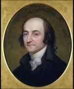 Oil on canvas, head and shoulders of Albert Gallatin.